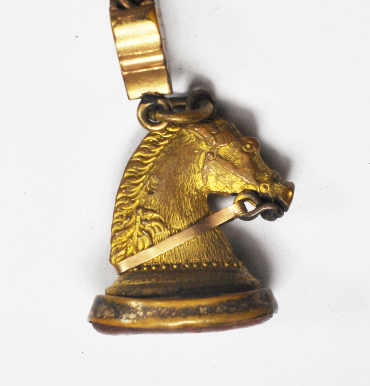 Gold Filled Pocket Watch 8mm T Bar Chain Horse Chess Piece 1-1/2" x 1" Fob 71g