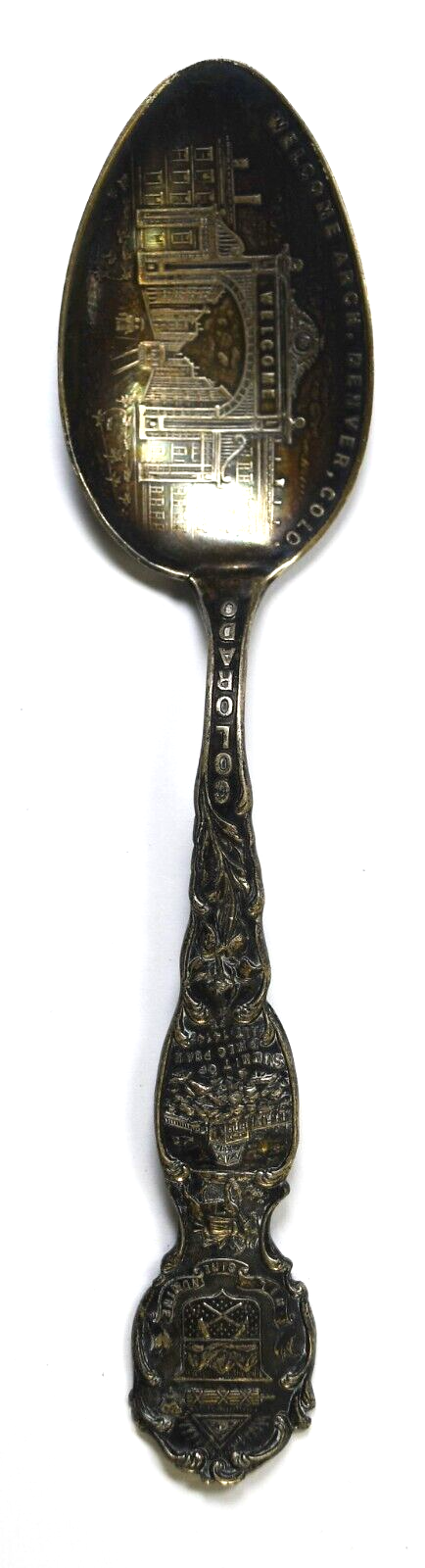 Sterling Silver HH Tammen Welcome Arch Denver Colorado Souvenir Spoon 5-1/8"