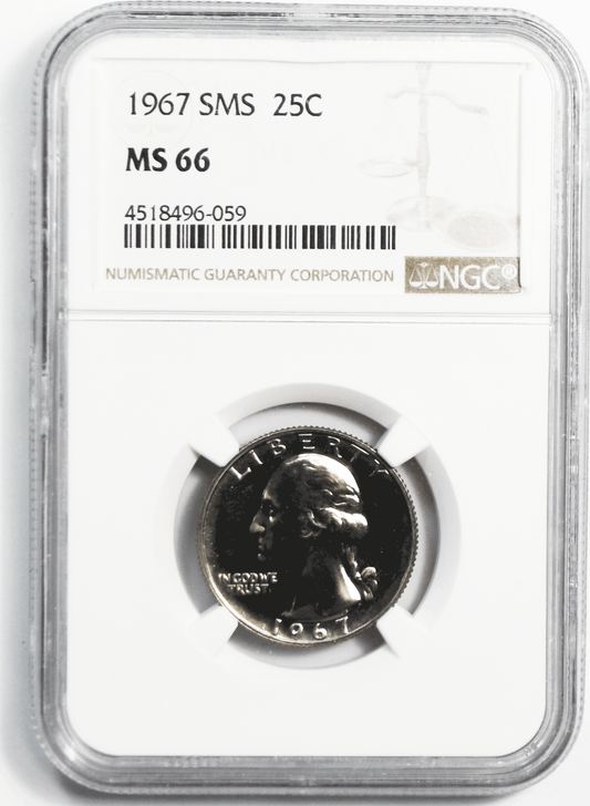 1967 SMS 25c Washington Quarter Dollar NGC MS66 Gem Uncirculated