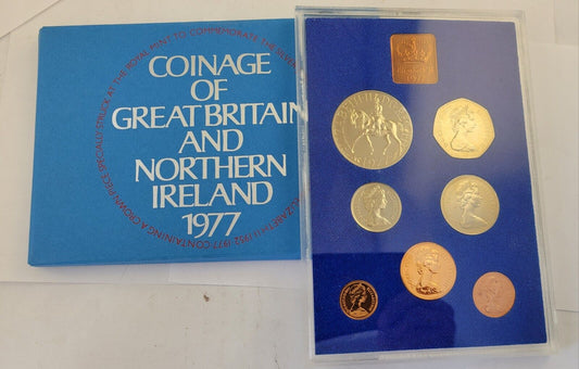 1977 Coinage Of Great Britain And Northern Ireland Set 7pc. Royal Mint