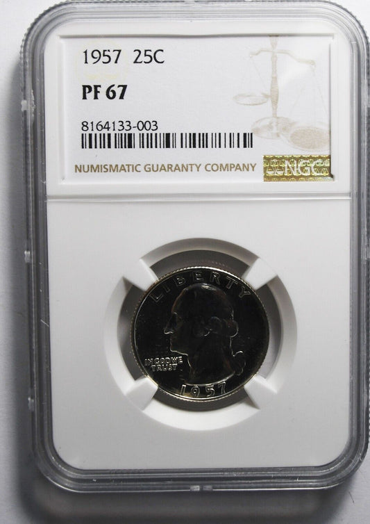 1957 25c Washington Proof Silver Quarter Dollar NGC PF67
