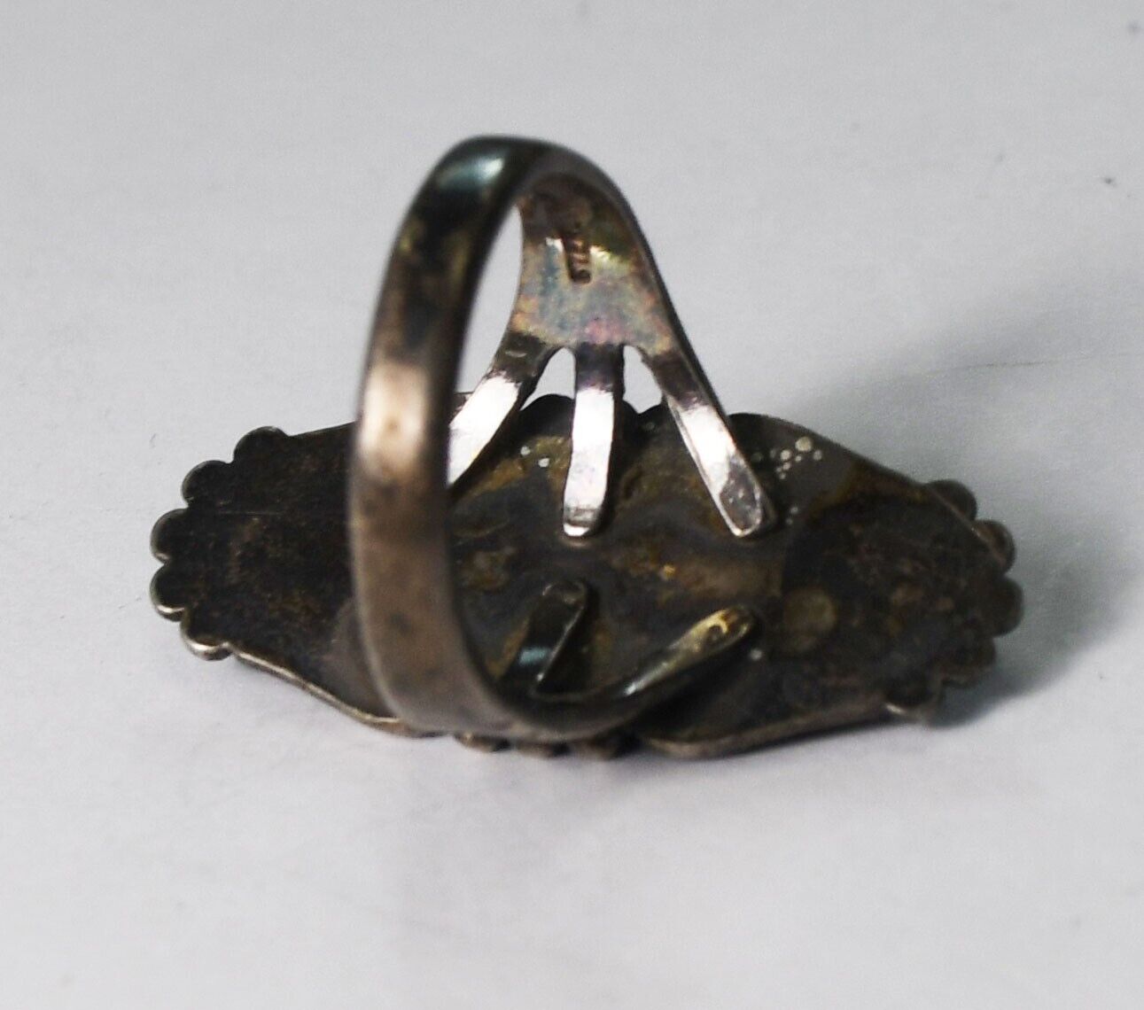 Sterling Silver Antique Turquoise Ring 27mm Size 7.5