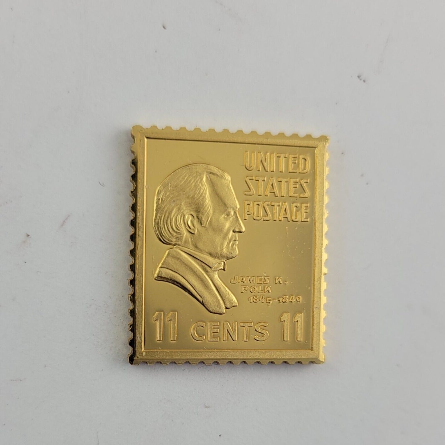 USPS United We Stand .999 Fine Silver Gold Plated Stamp James K. Polk   .35oz.