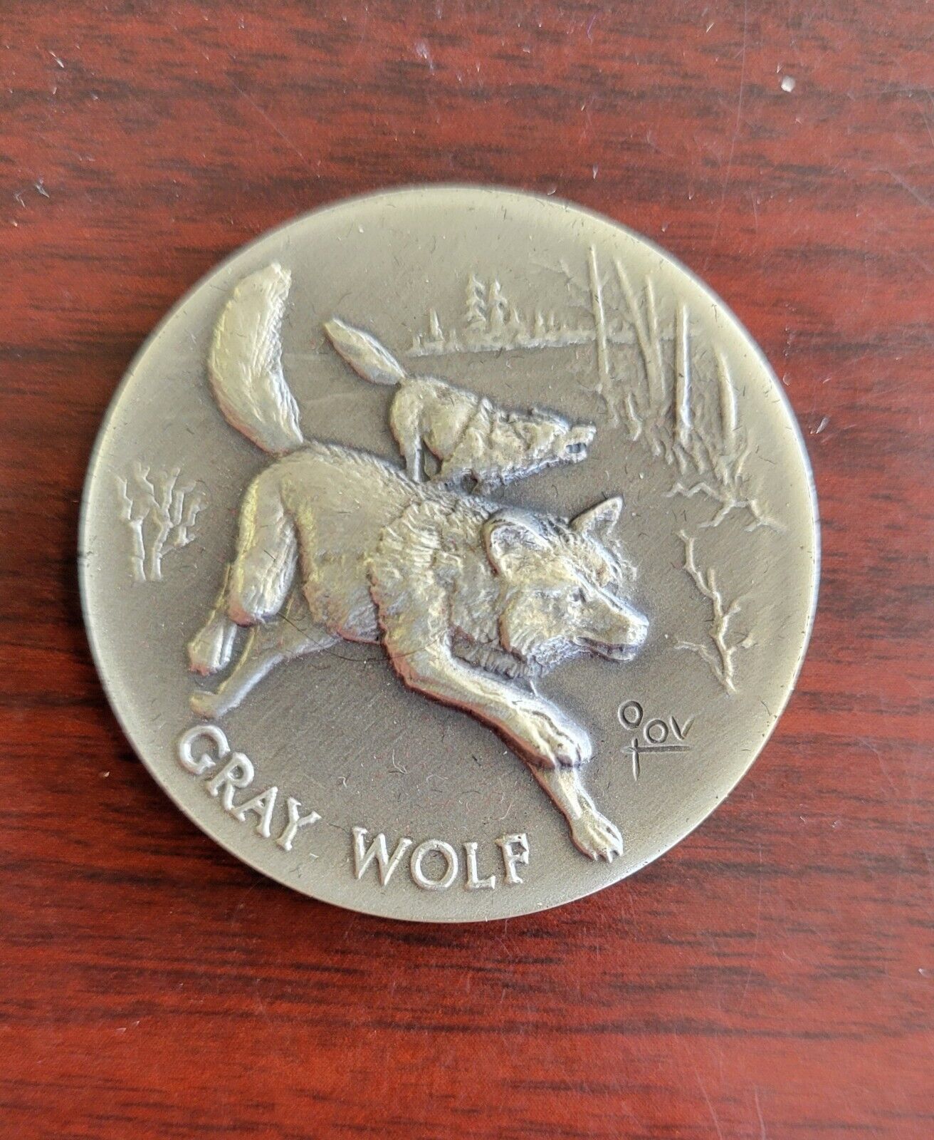 Longines Symphonette Sterling Gray Wolf Wildlife Series Medal 1oz Coin