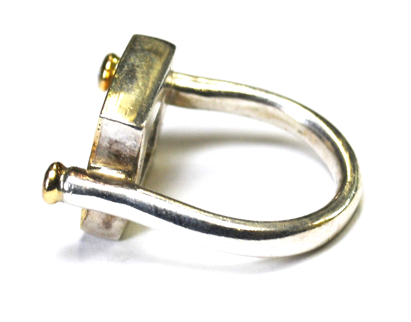 Sterling Silver 14k Hammered Square CZ Ring 14mm Size 6.75