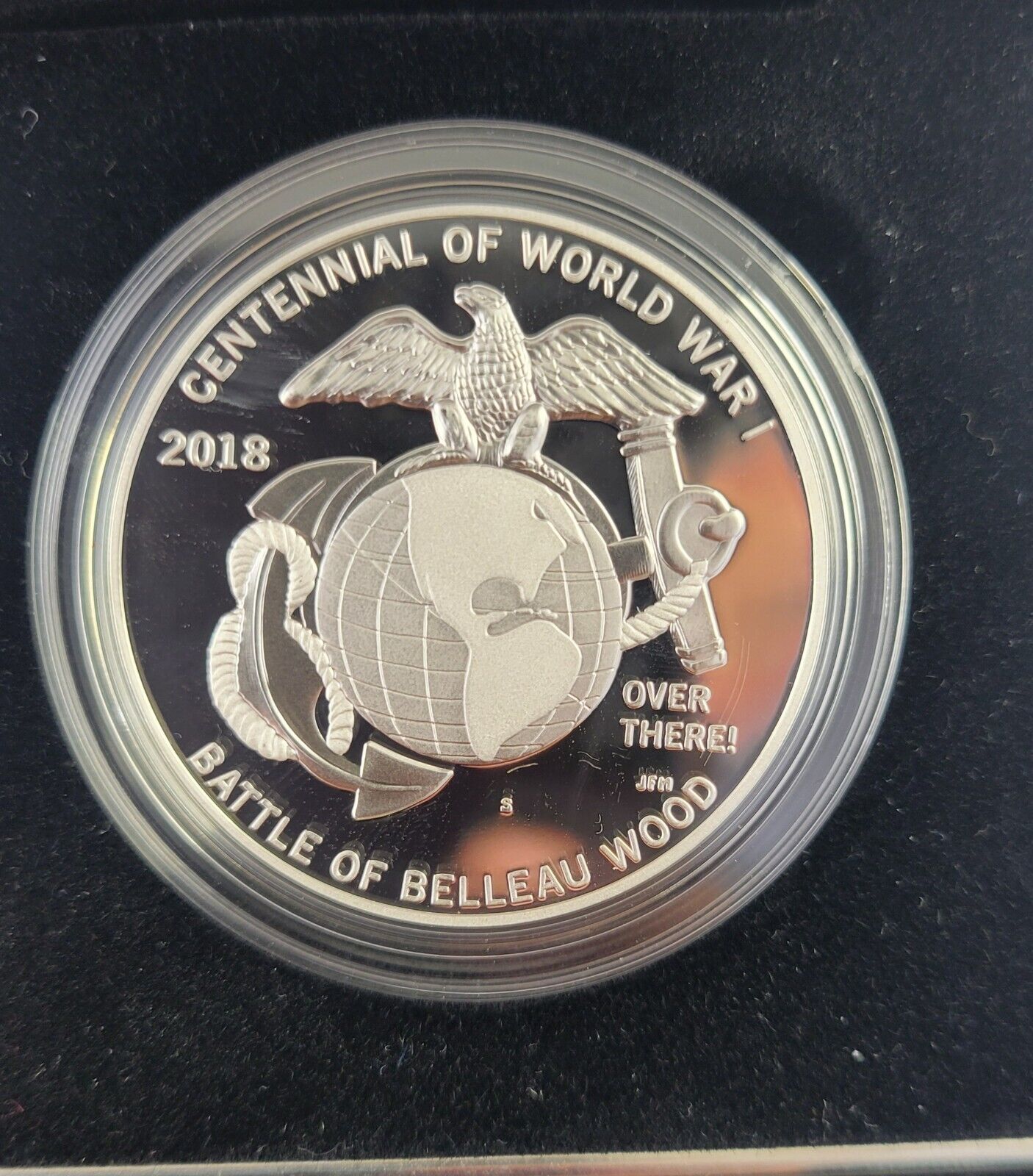 2018 World War I Centennial Silver Dollar and Marine Corps Medal Set w/COA Boxed