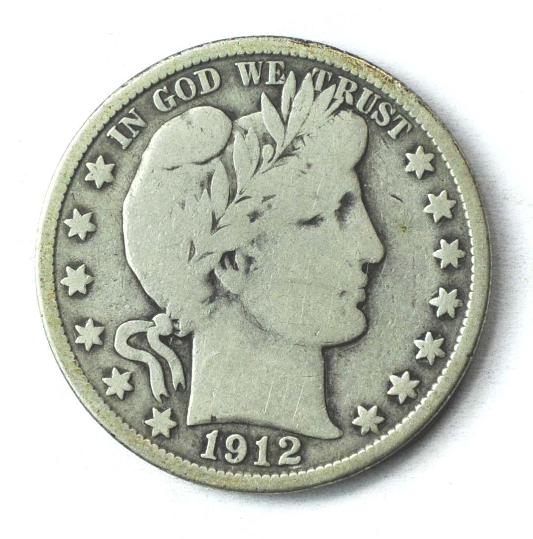 1912 50c Barber Silver Half Dollar Fifty Cents US Philadelphia