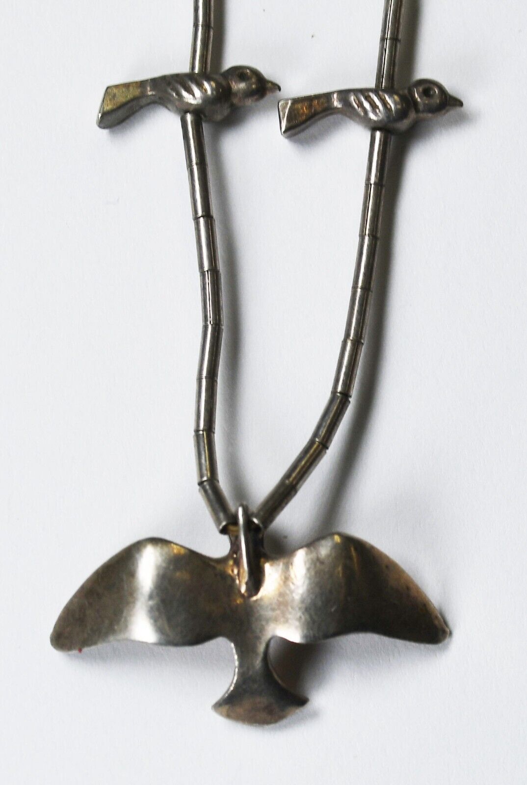 Sterling Bird 14mm Dove Fetish Bead Liquid Silver Necklace 26"