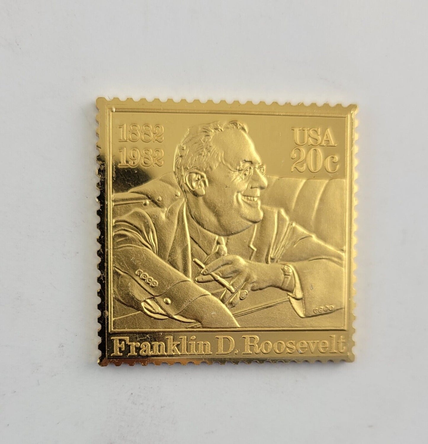 USPS United We Stand .999 Silver Gold Plated Stamp Franklin D Roosevelt .67oz