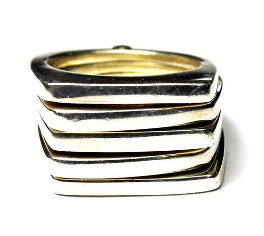 Sterling Silver Ilaria Solid 5 Band Ring 12mm Size 6.5