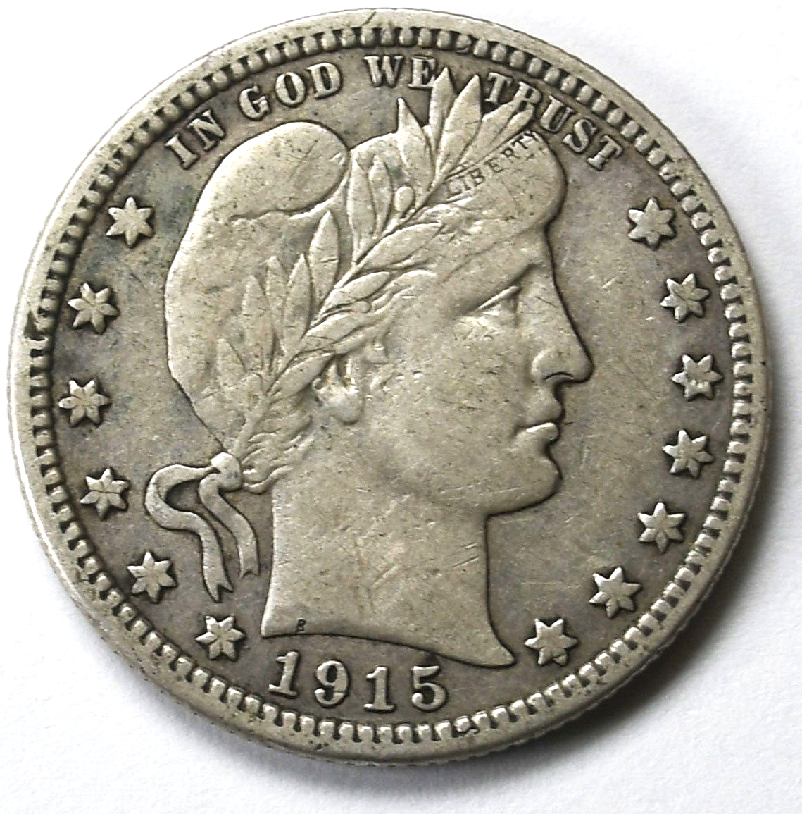 1915 D 25c Barber Silver Quarter Dollar Rare Twenty Five Cents Denver