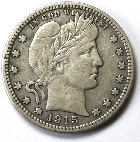 1915 D 25c Barber Silver Quarter Dollar Rare Twenty Five Cents Denver