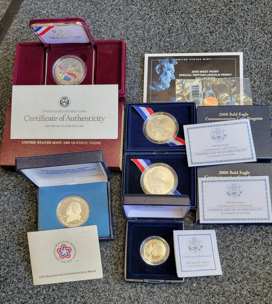 US Mint 1988, 99, 08, 76, 19 Commemoratives Eagle,  Bicentennial, Susan, Penny