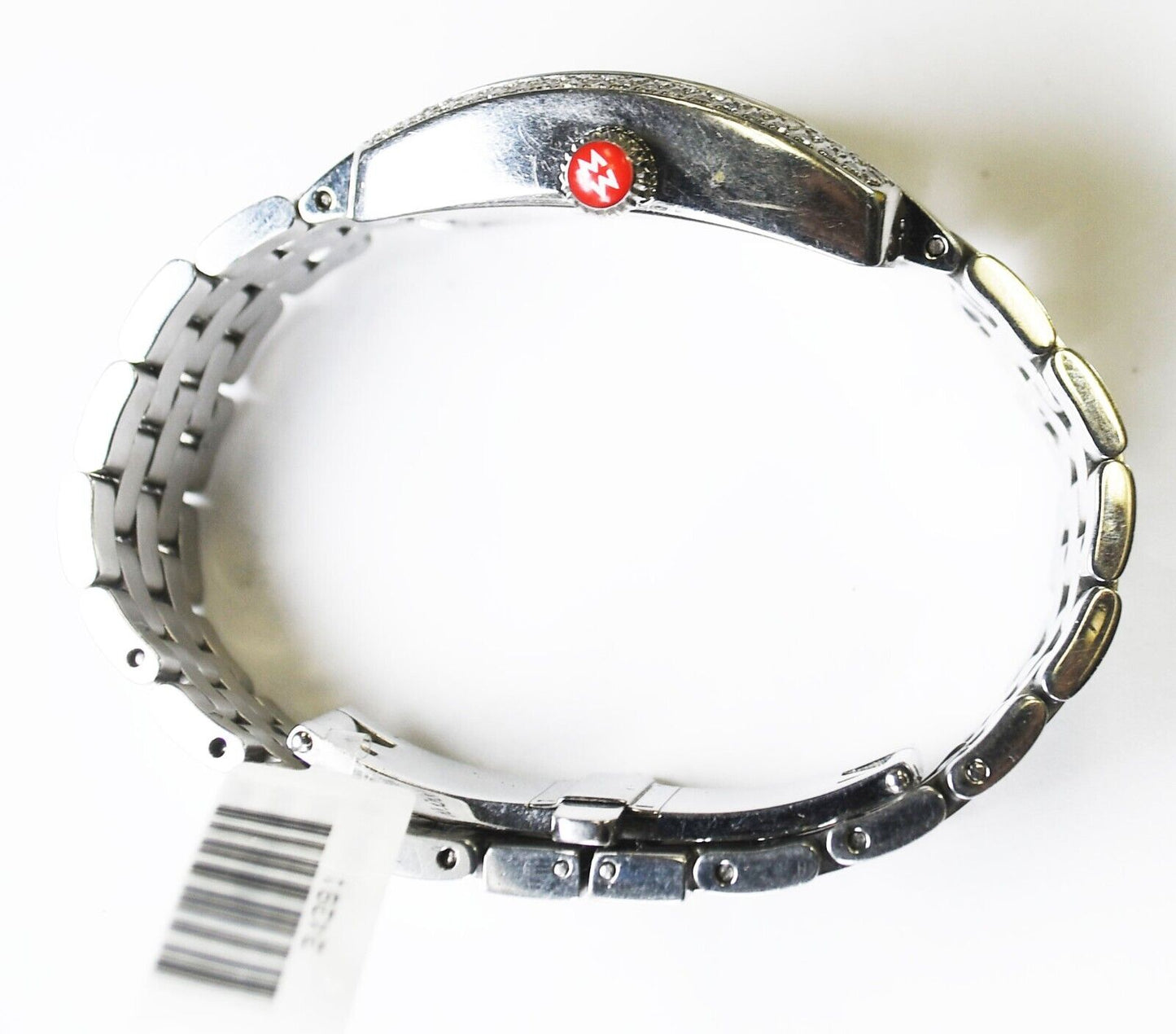 Women's Michele Mini Urban Diamond Bezel Sunburst Silver Dial Watch 29mm