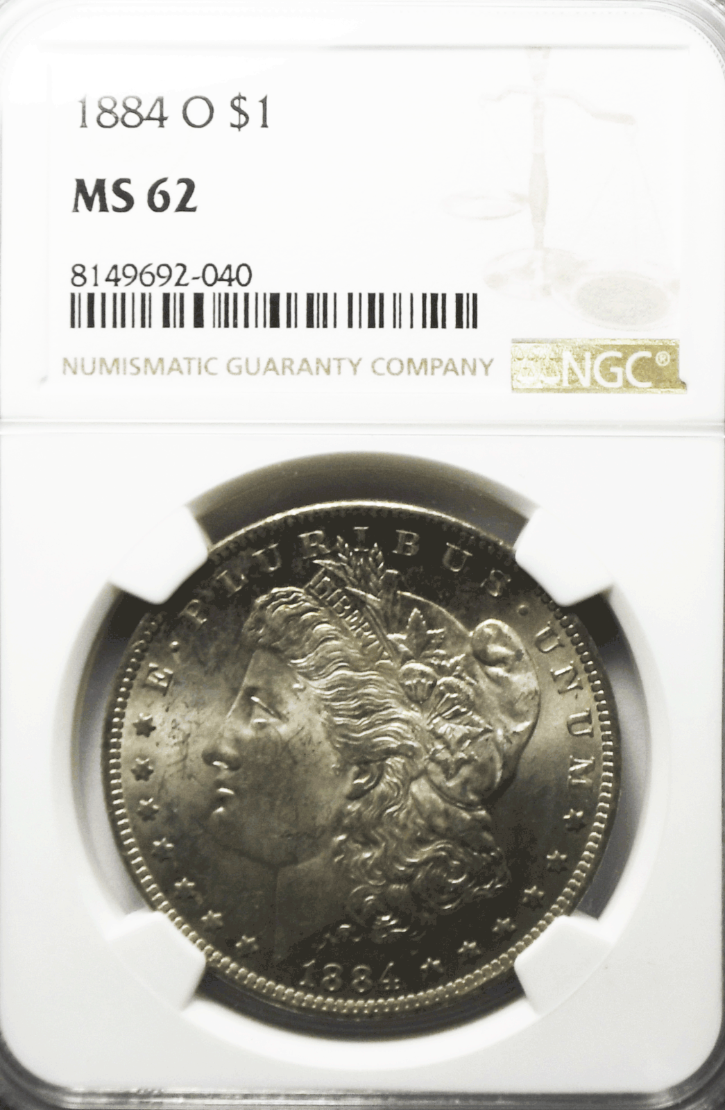 1884 O $1 Morgan Silver Dollar MS62 NGC Uncirculated New Orleans