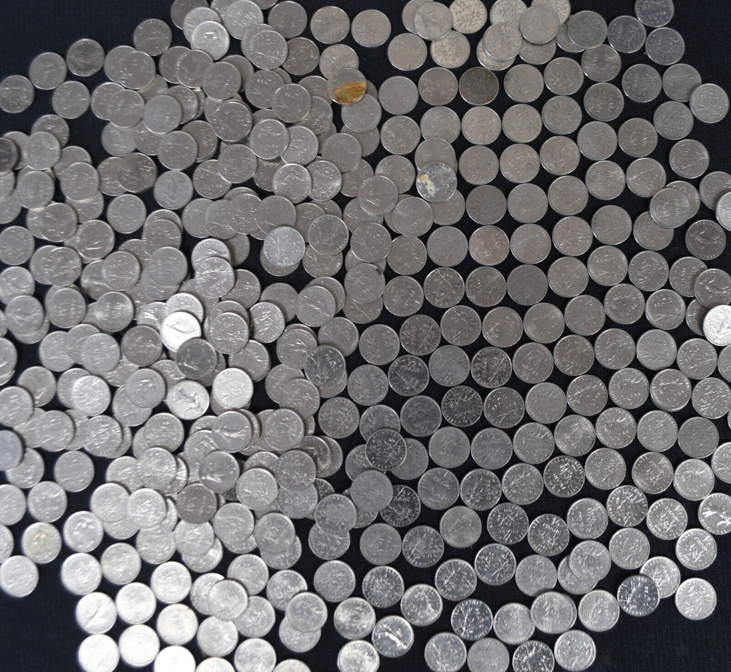 412pc France Half Franc 1/2 Coins Lot 1965-2000