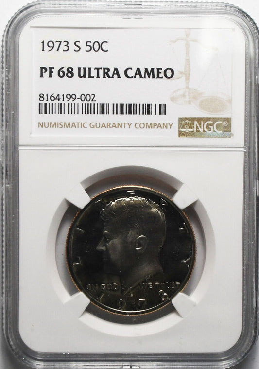 1973 S 50c Kennedy Half Dollar NGC PF68 Ultra Cameo Proof San Francisco