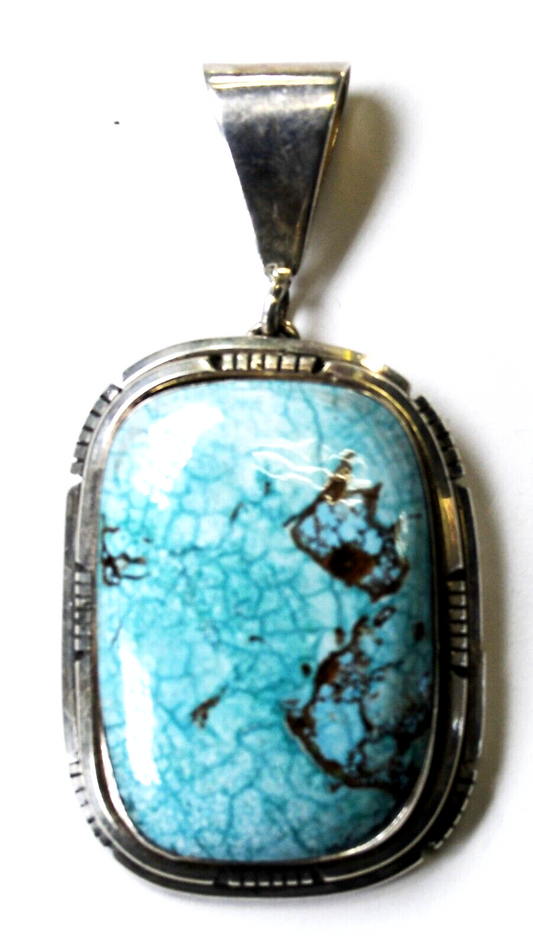 Sterling Skeets Pale Turquoise Rectangle Pendant 58mm x 30mm