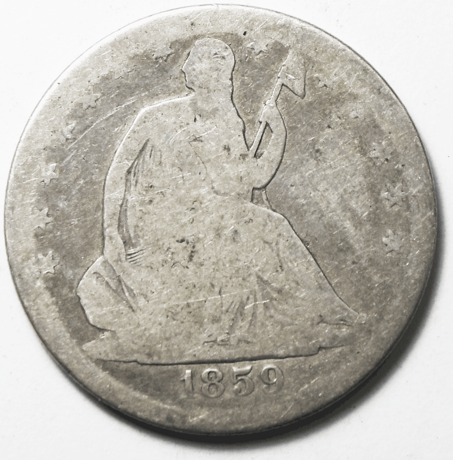 1859 50c Seated Liberty Silver Half Dollar Fifty Cents Philadelphia