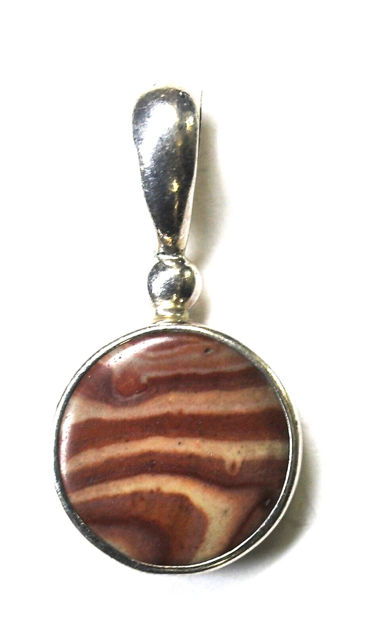 Sterling Silver Red Convoluted Jasper Pendant 33mm x 17mm