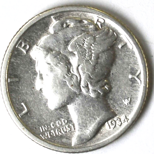 1934 10c Mercury Silver Dime Ten Cents Philadelphia
