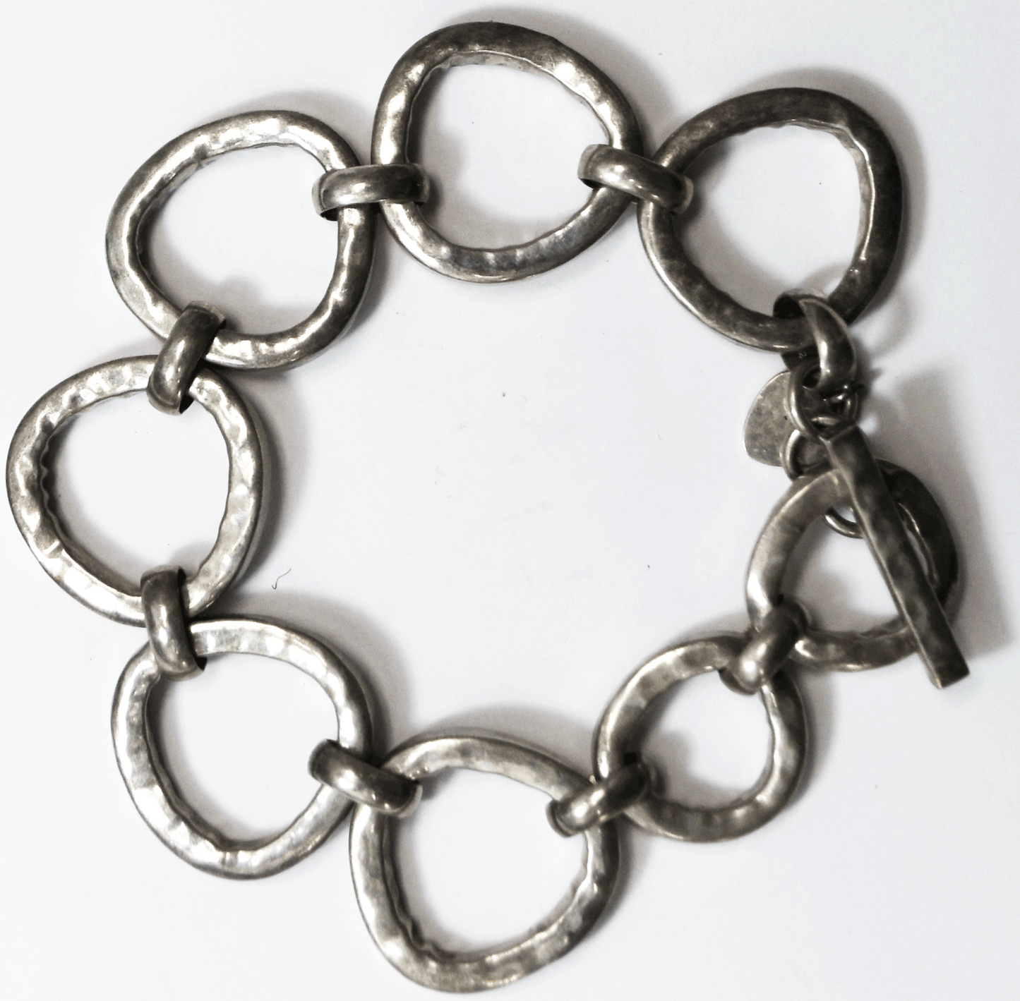 Sterling Silpada B2709 Hollow Hammered Bracelet Silver Rush Toggle 25mm 8.5"