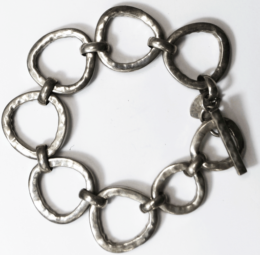 Sterling Silpada B2709 Hollow Hammered Bracelet Silver Rush Toggle 25mm 8.5"