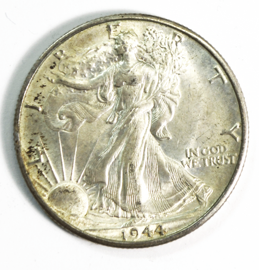 1944 D 50c Walking Silver Half Dollar Fifty Cents Denver AU