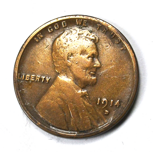 1914 D 1c Lincoln One Cent Wheat Cent Denver Rare