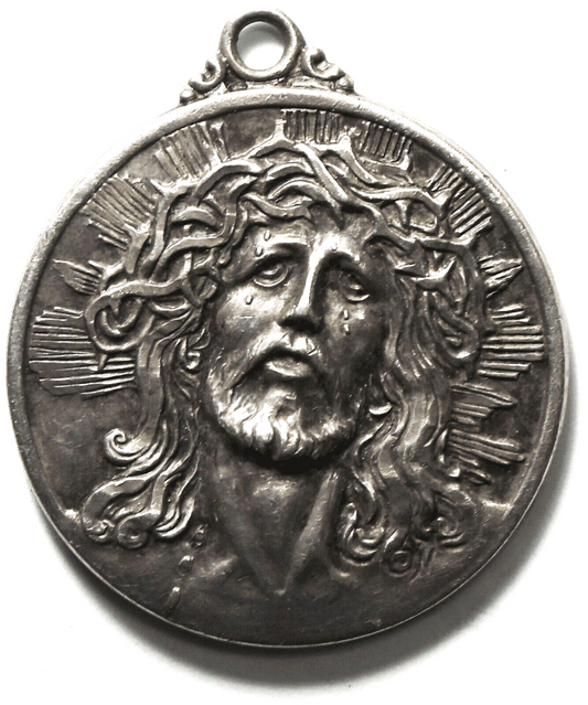 Creed Sterling Silver Jesus Guadalupe Medal Pendant 43mm