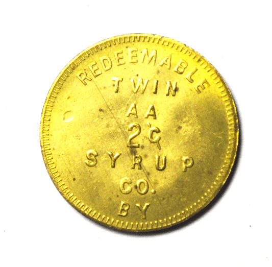 Twin AA Syrup Uncirculated 2-1/2c Trade Token 22mm Coffee BB