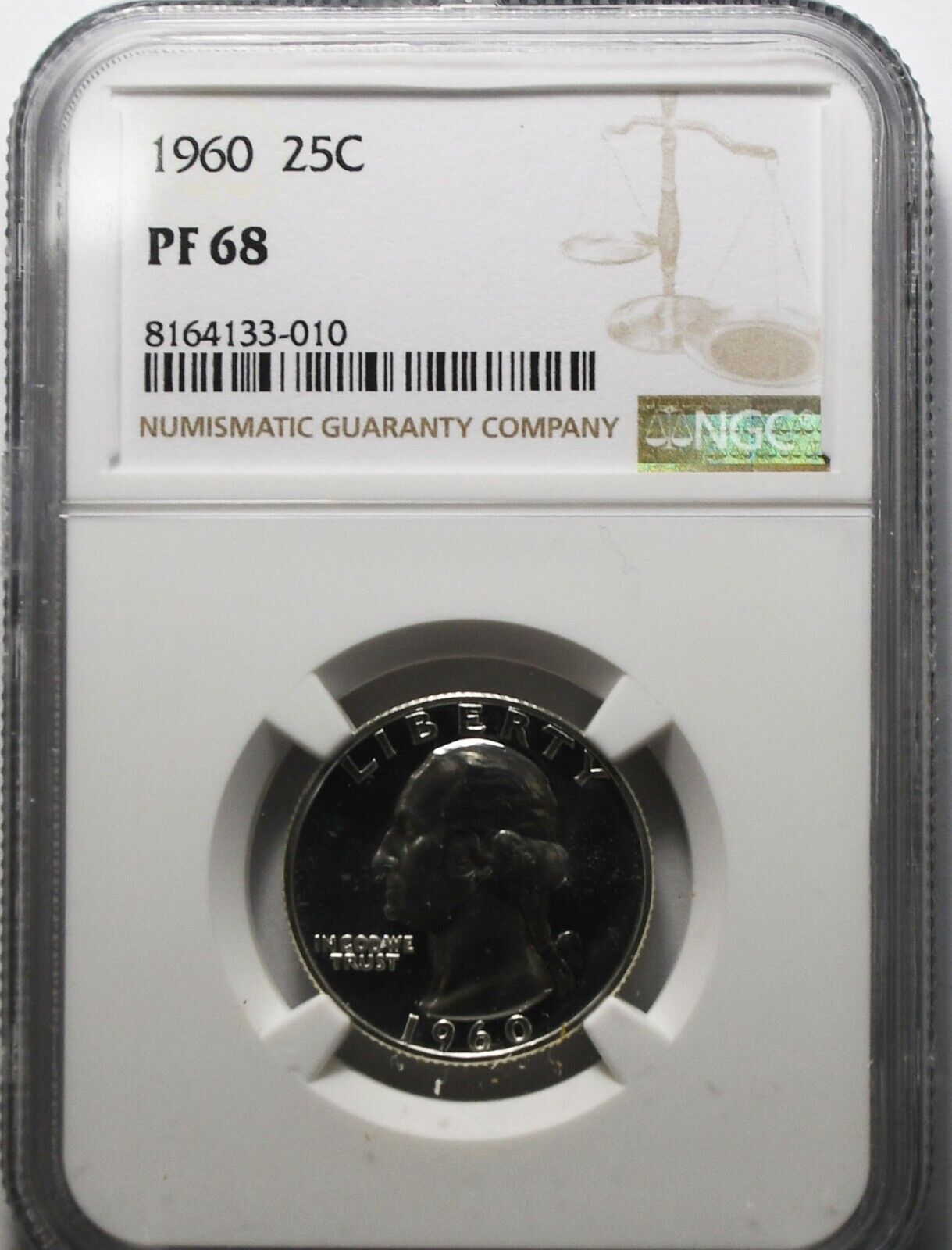 1960 25c Washington Proof Silver Quarter Dollar NGC PF68
