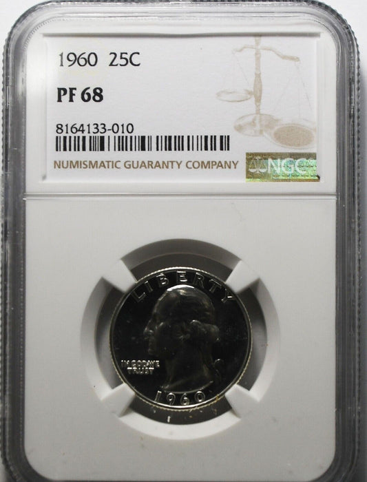 1960 25c Washington Proof Silver Quarter Dollar NGC PF68