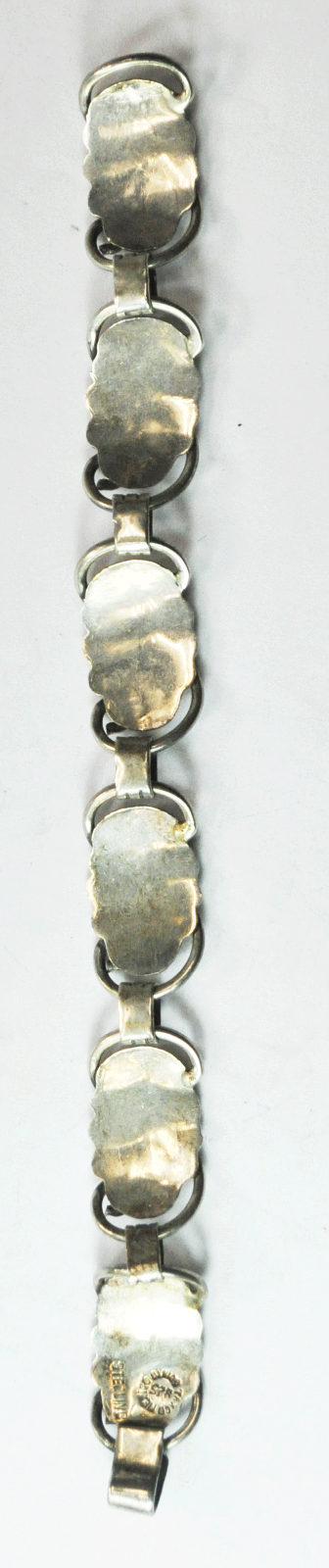 Sterling Silver Mexico Quinto Leaf Floral Link Hook Bracelet 7" 14mm 22.6g