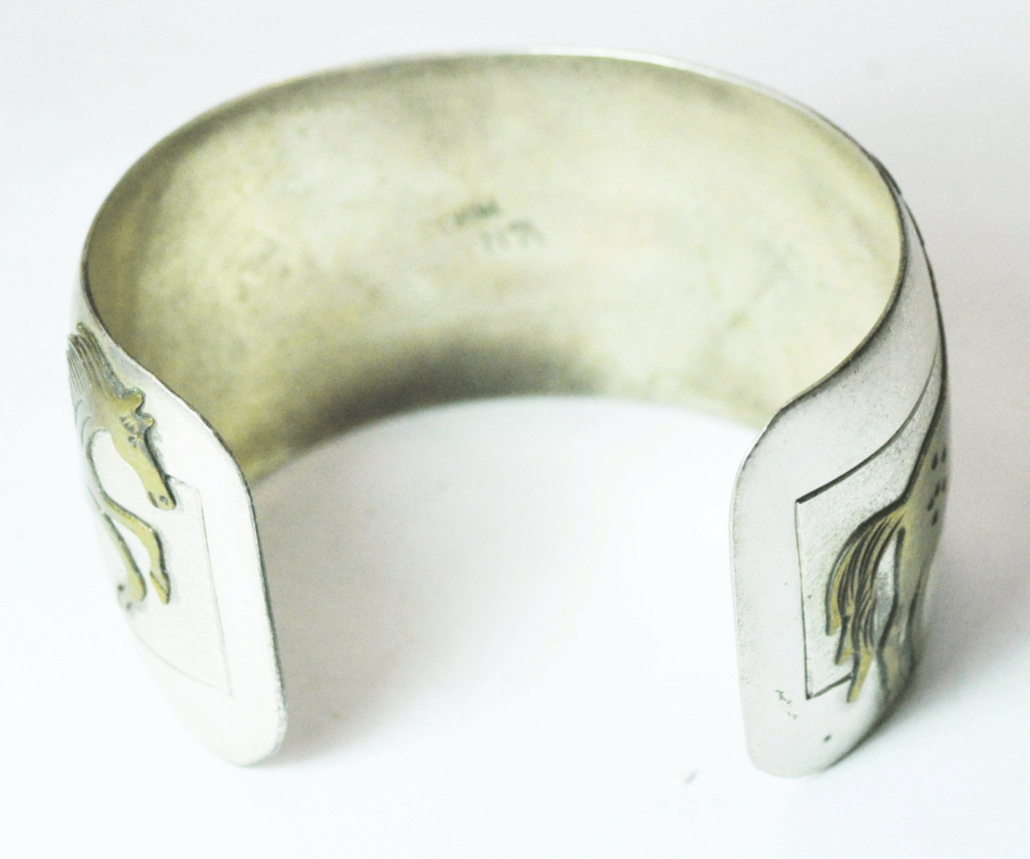 Sterling Silver Virgil Reeder 2 Tone Horse Cuff Bracelet 38mm 7" Wrist IHMSS