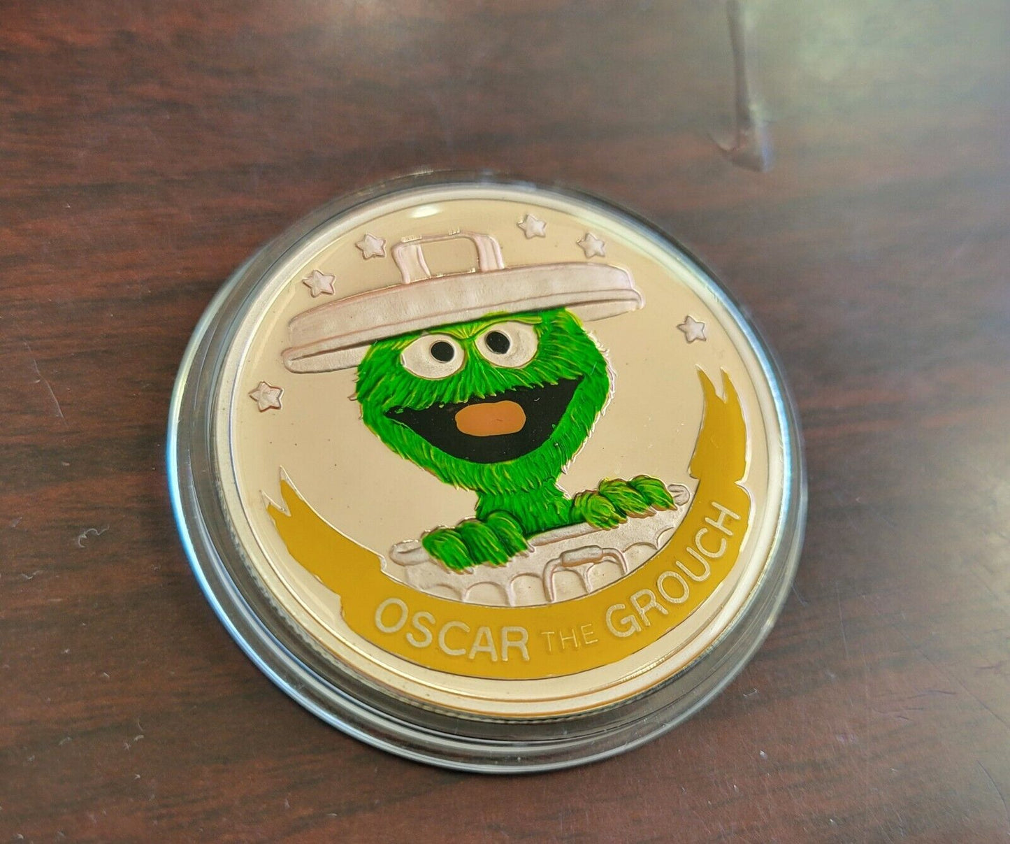 Oscar Sesame Street 20th Anniversary Enameled 1oz. Silver Round .999 Fine