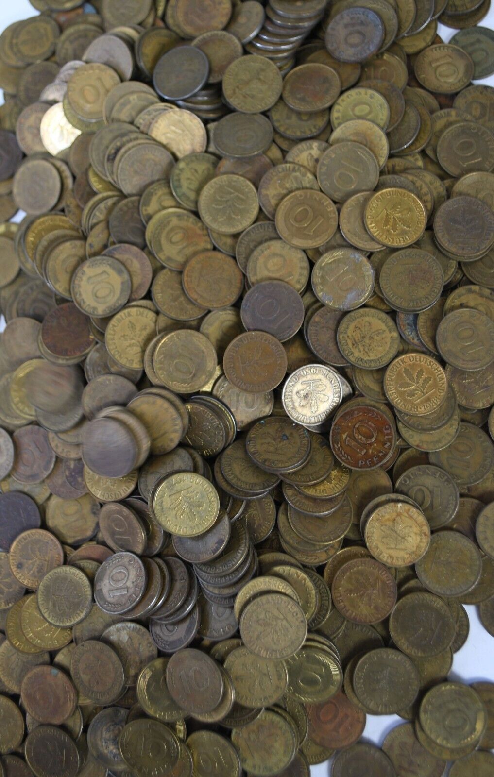 850pc Germany Federal Republic 10 Pfennig Coin Lot 1949-1996