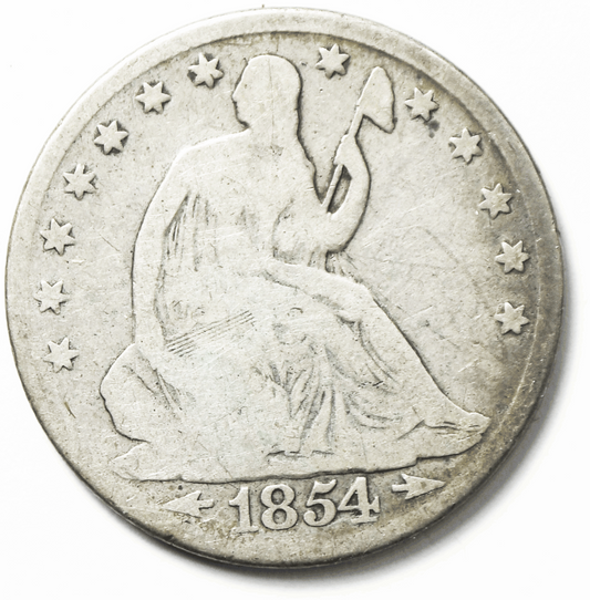 1854 50c Seated Liberty Silver Half Dollar Fifty Cents Philadelphia