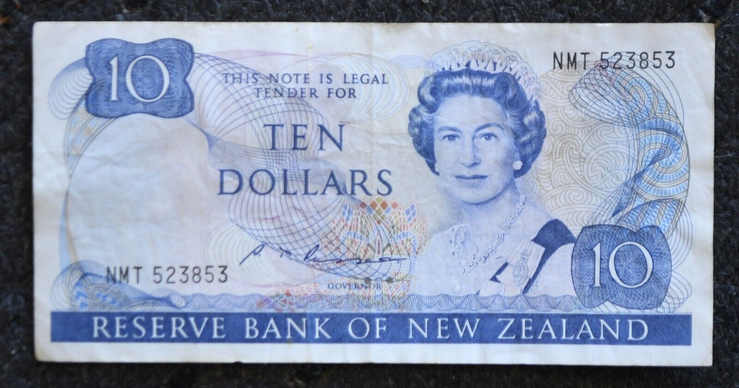 1985-89 New Zealand $10 Ten Dollars Banknote NMT 523853