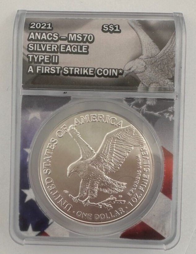 2021 Type 2 American Silver Eagle ANACS MS70 $1 Coin 1oz .999 Silver