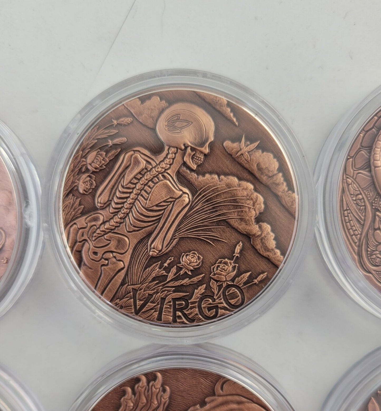 2015 Complete Zodiac .999 Fine Copper Rounds 12pc Skullcoins wCOA Cards Morbid
