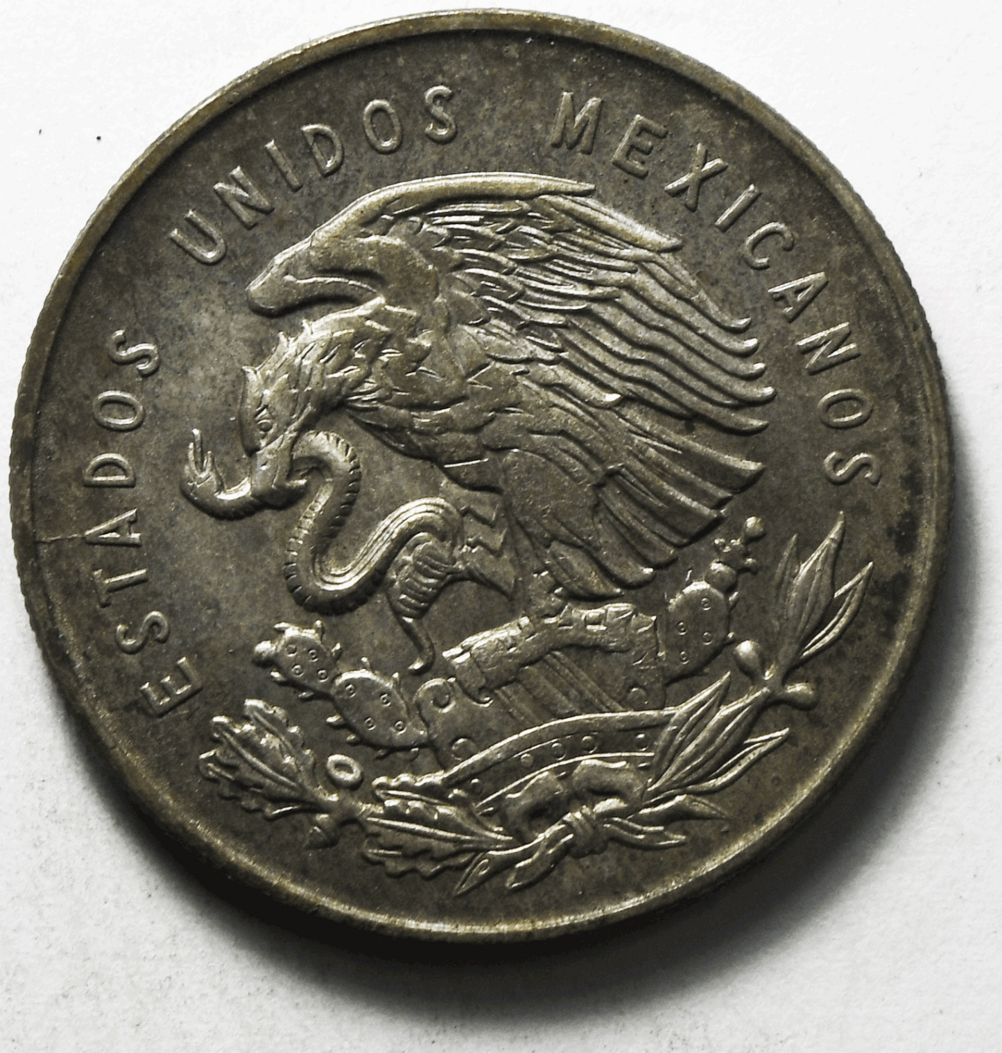 1950 Mexico Estados Unidos Mexicanos One Peso Silver Coin KM#457