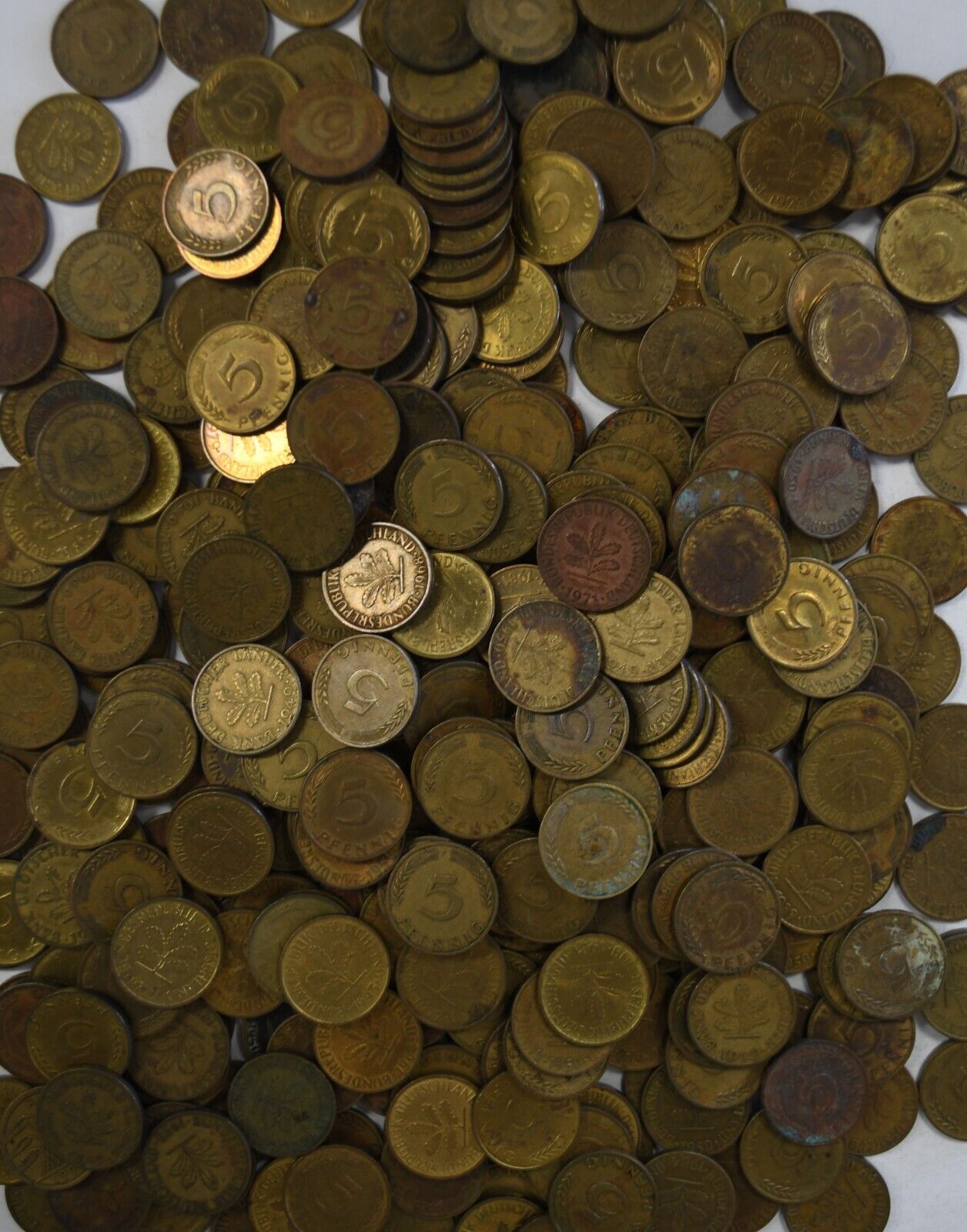 350pc Germany Federal Republic 5 Pfennig Coin Lot 1949-1996