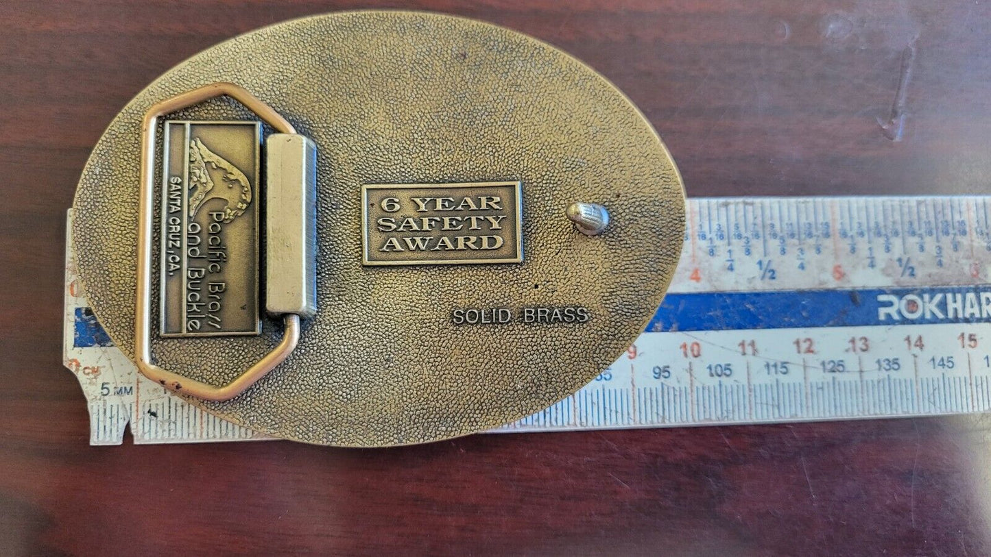 Questar Pipeline Belt Buckle Solid Brass 6 Year Safety Award Pacific Brass