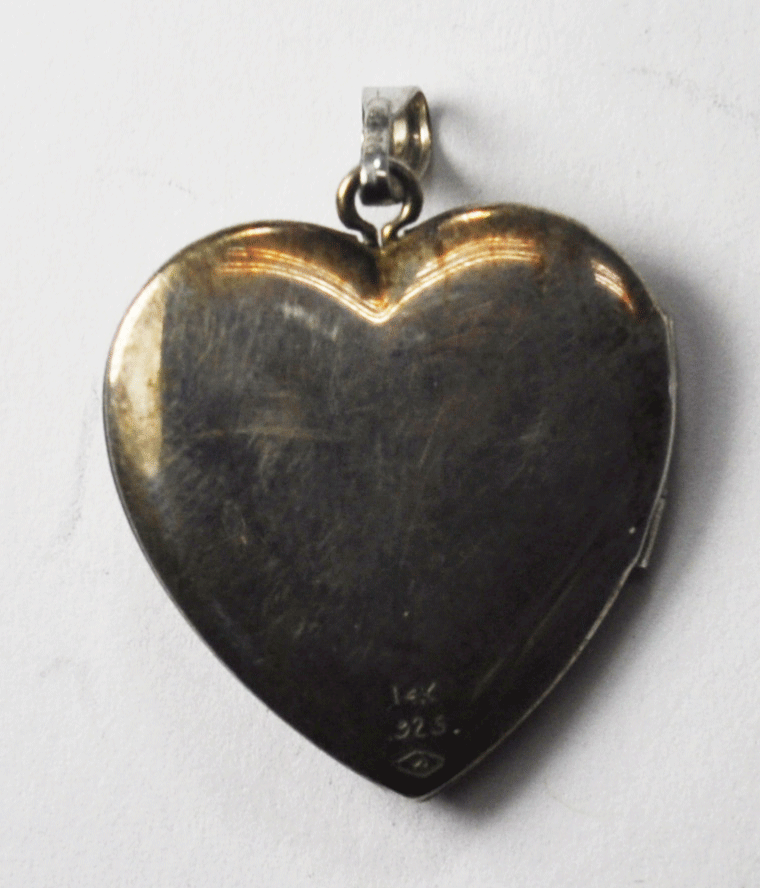 Sterling Silver Toned Sterling & 14k Gold Flower Heart Locket 30mm x 22mm