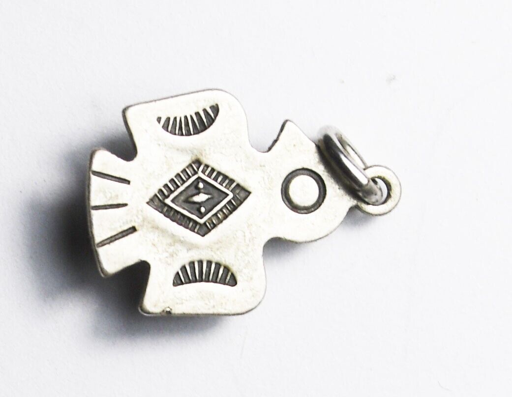 Sterling Silver Zuni Bird Antique Turquoise Charm 15x10mm