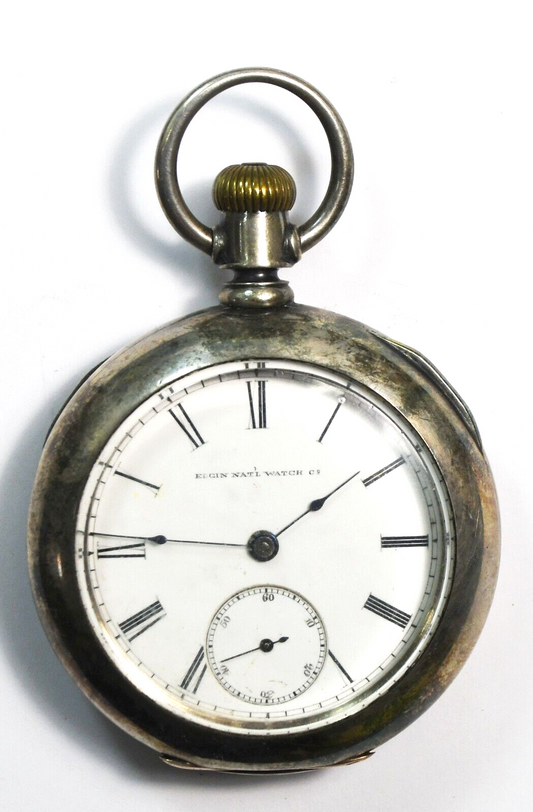 1889 Elgin GM Wheeler Size 18 Open Face Pocket Watch #4 Coin Silver Case
