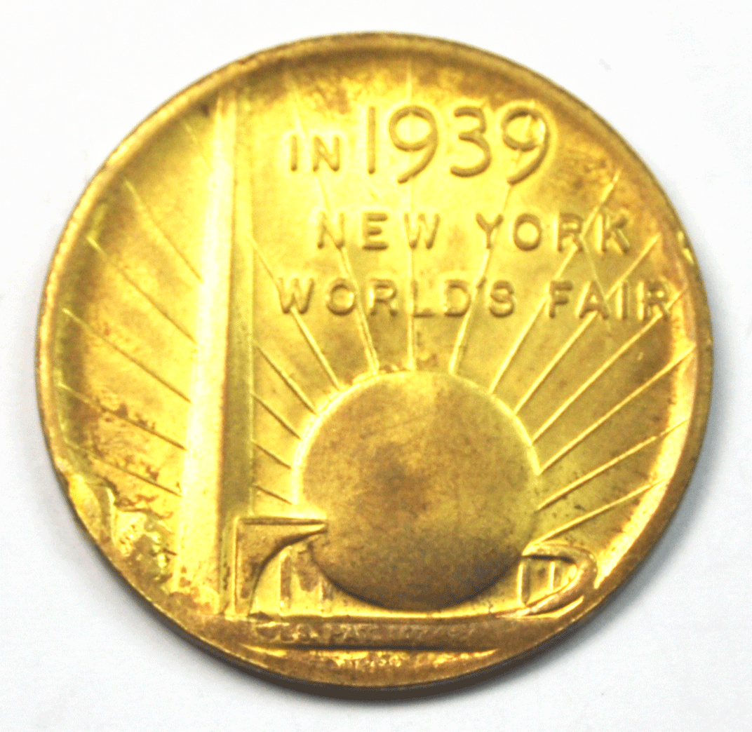 1939 New York World's Fair B-3002 Gilt Medal 31mm Washington Inauguration