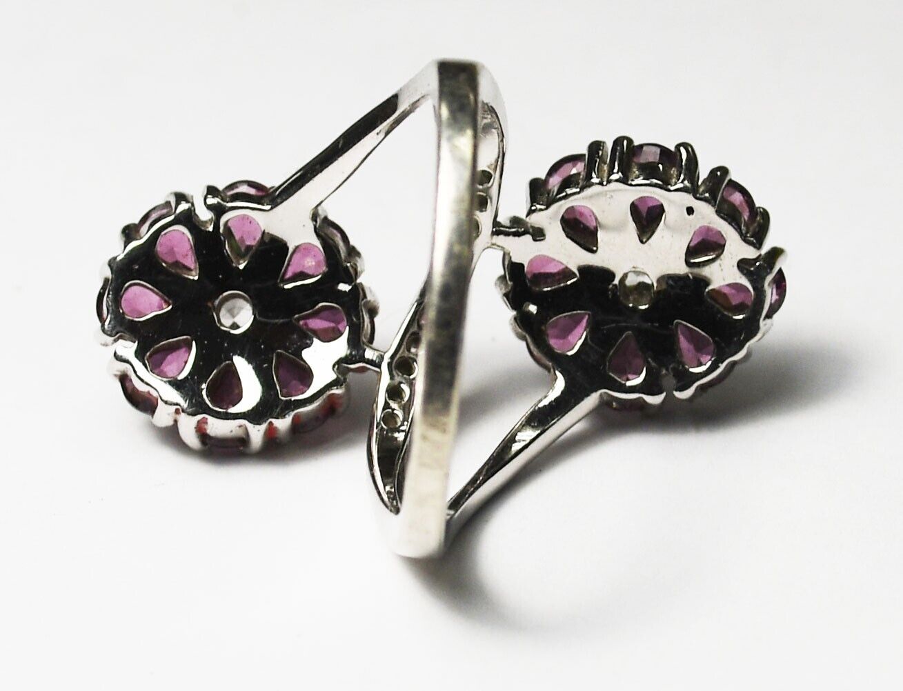 Sterling Silver Double Flower CZ Ring 29mm Size 6