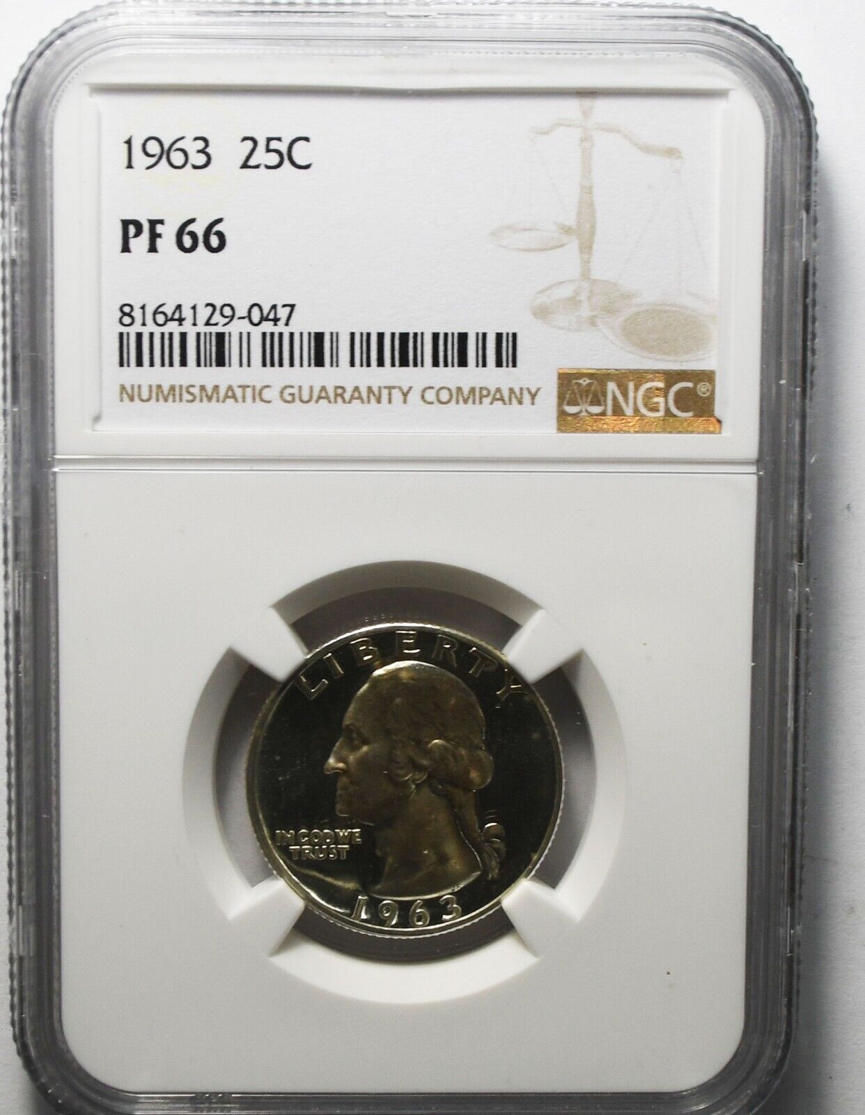 1962 25c Washington Proof Silver Quarter Dollar NGC PF66